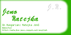 jeno matejka business card