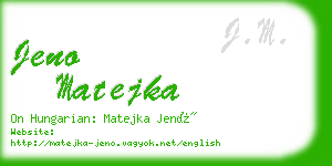 jeno matejka business card